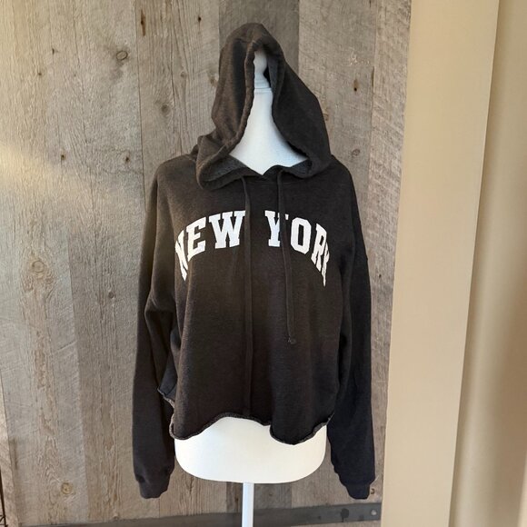 New York Crop Sweatshirt with Hood - Picture 1 of 6